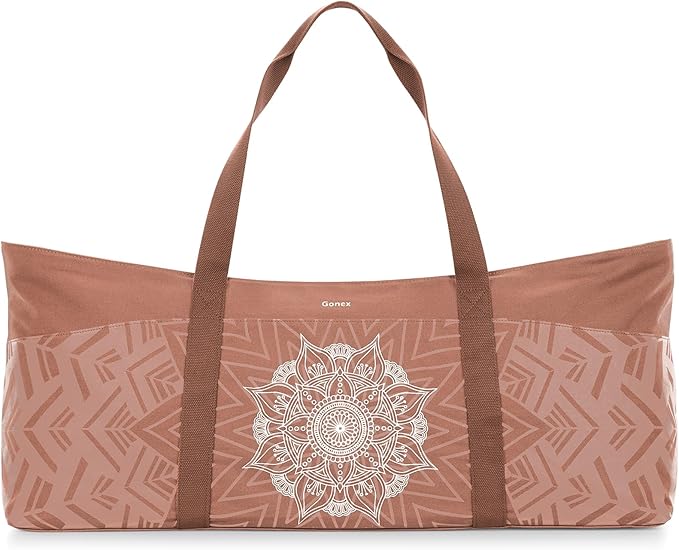 Gonex Yoga Mat Bag, Extra Large Canvas Gym Bag with Waterproof Pocket Metal Zipper, Fits Mat & Blocks, Stylish Yoga Mat Carrier for Women, Ideal for Yoga, Pilates, Workout, Travel