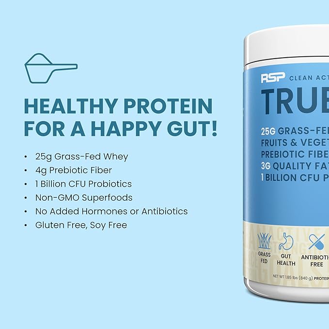 TrueFit Gut Healthy Protein Powder, Grass-Fed Whey Meal Replacement Shake with Prebiotics, Probiotics, & Organic Superfoods, Keto Friendly, Gluten Free (Packaging May Vary)