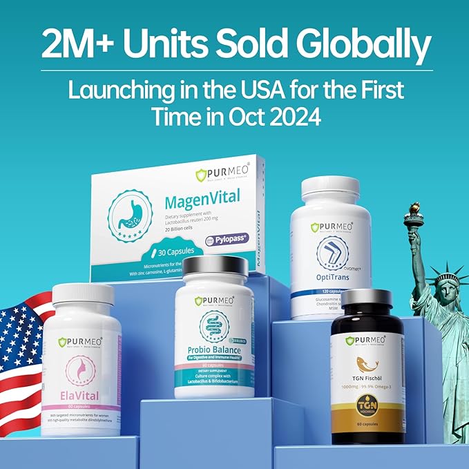 4 Pack MagenVital Pylopass H. Pylori Treatment Probiotics - 1 Per Day - Gastritis, Acid Reflux, Heartburn, Stomach Lining Repair - Lactobacillus Reuteri DSM17648 - Made in Germany