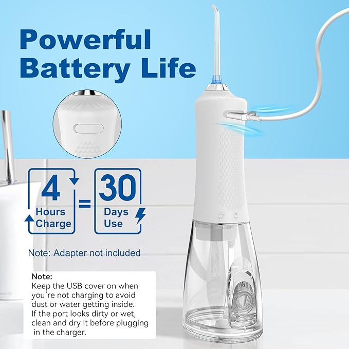 Water Flosser for Teeth, 300ML Cordless Oral Irrigator Rechargeable Dental Flosser Picks with 5 Modes 5 Jet Tips,IPX7 Waterproof Teeth Cleaner for Braces Gum Care, Home Travel Use