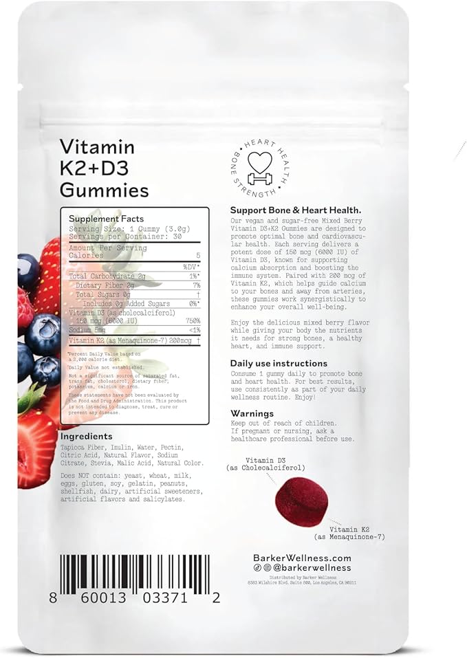 Barker Wellness Vitamin B-Complex and Vitamin D3 + K2 Gummies Bundle