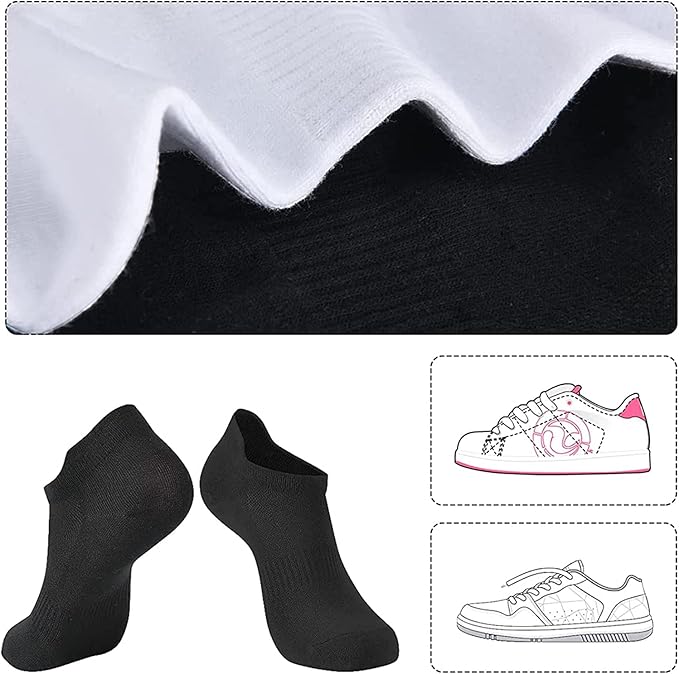 brookhaus Women Low Cut No Show Running Socks 6 Pairs - Cushioned Arch Support, Moisture Wicking Athletic Ankle Socks