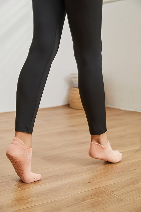 Tamlien Yoga & Pilates Grip Socks - Non-Slip, Barefoot, Pregnant-Friendly Crew Socks for Yoga, Barre & Sports