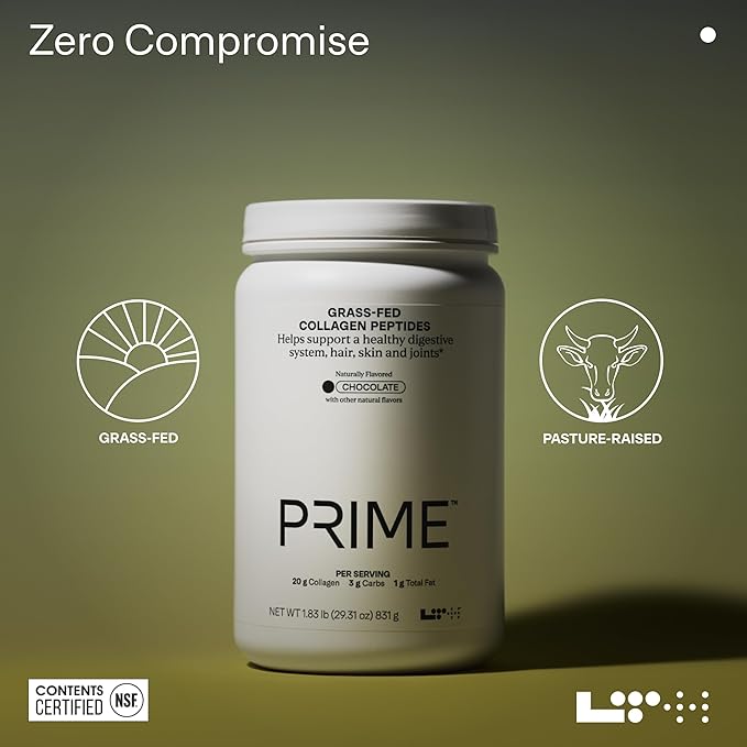 LTH Prime Collagen Peptides - Trusted by Life Time Members - Collagen Powder for Digestive Health - Supports Healthy Joints, Hair & Skin - from Grass-Fed Cows - Chocolate - 30 Servings