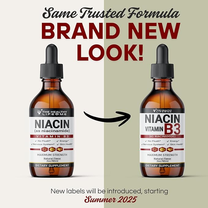 Vitamin B3 Niacinamide Liquid | 20mg Serving 60 Days Supply | Vitamin B Liquid Drops | 2oz Clear