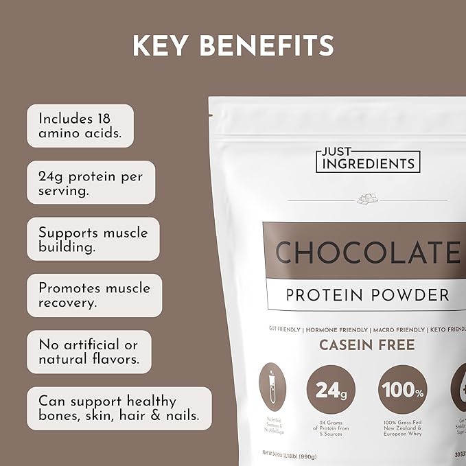 Chocolate Protein Powder – 30-Serving Blend with 100% Grass-Fed Whey & Organic Plant Proteins – Rich Cocoa Flavor – Supports Muscle Recovery, Energy & Satiety* – No Artificial Sweeteners or Fillers