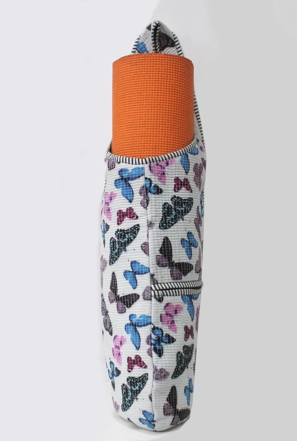 INDIAN CRAFT CASTLE Yoga Mat Bag | Tote Mat Bag | Sling Yoga Tote w/Large Side Pocket & Zipper Pocket | Yoga Mat Carrier Fits Most Size Mats