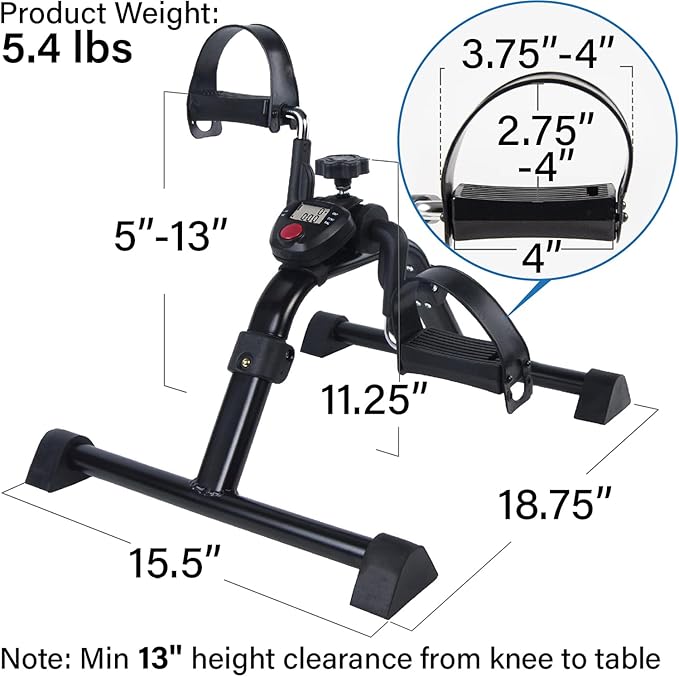 Vaunn Wrist Arm Leg Strengtheners Pedal Exerciser with Electronic Display for Indoor Exerciser and Physical Therapy