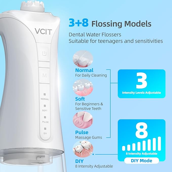 Rechargeable Water Flosser for Teeth: 350ML Portable IPX7 Waterproof Cordless Oral Irrigator with 4 Modes & 6 Replaceable Jet Tips-Professional Flossing Cleaner for Daily Home Use,Travel,Gums,Braces