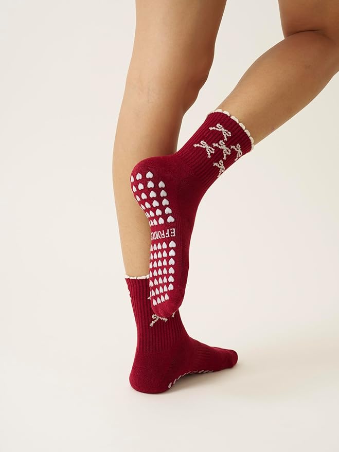 Shapes Studio Crew Half Calf Grip Socks, Cutest Fruits Pilates Socks, Ruffle socks, Non-Slip, Barre Yoga Fitness