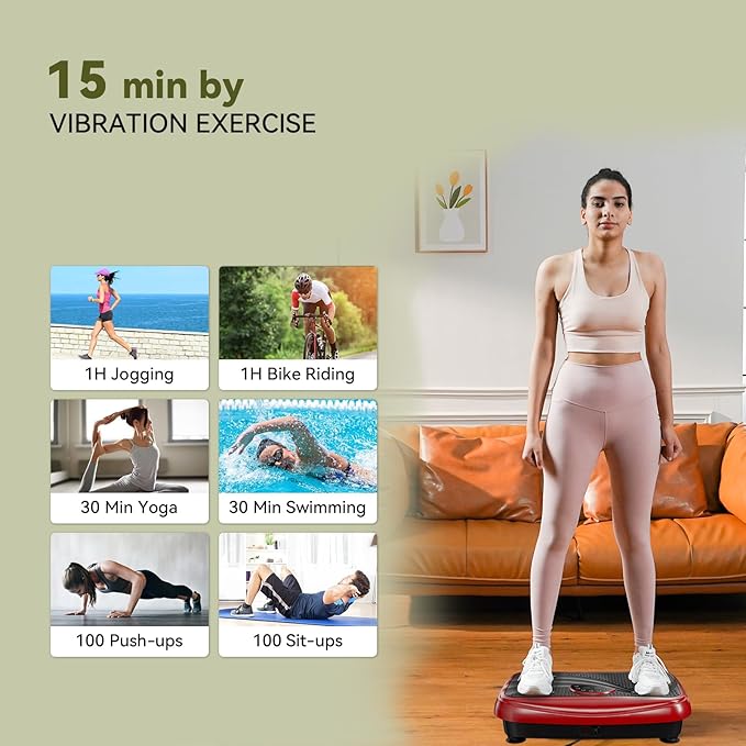 UCIN Vibration Plate Exercise Machine, Vibration Plate for Lymphatic Drainage, 330 Lbs Capacity Vibrating Plate for Weight Loss Home Fitness with Resistance Bands/Pilates Ball