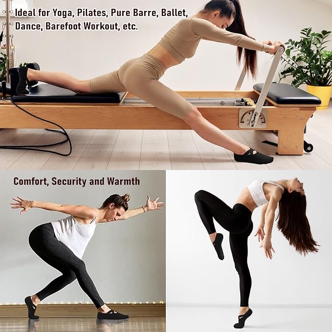 YeuG 4/6 Pairs Pilates Socks for Women - Non Slip Grip Socks for Yoga, Barre, Hospital, Barefoot
