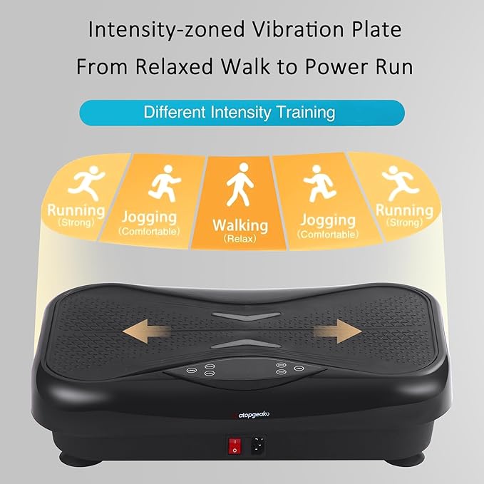 Whole Body Vibration Plate Exercise Machine – Power Vibrating Plate for Lymphatic Drainage Weight Loss, Shake Plate Exercise Platform with Touch Screen & Resistance Bands, Equipment for Women Men