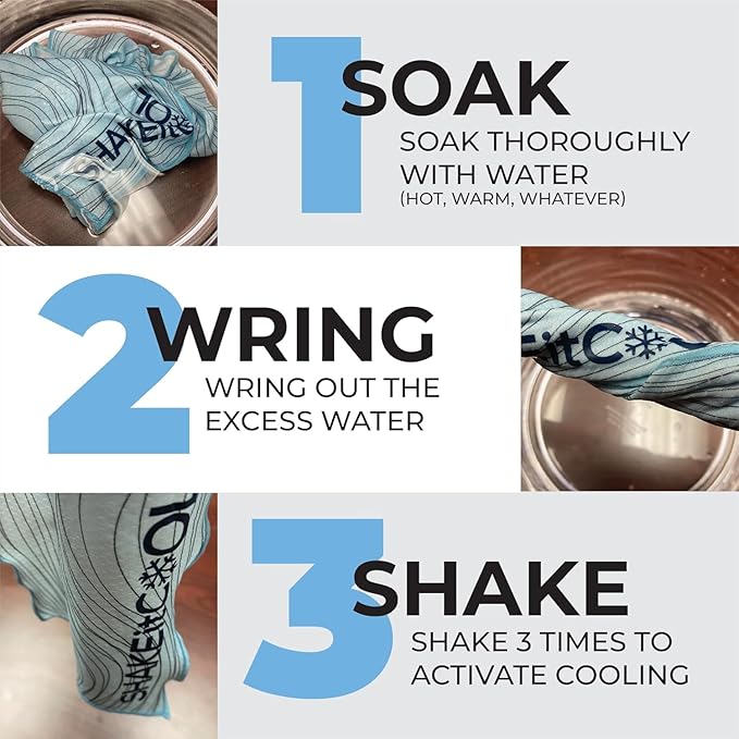 SHAKEitCOOL Original Cooling Towel β Soft, Lightweight, Heat Relief β Perfect for Biking, Running, Yoga, Gym, Gardening β Volleyball