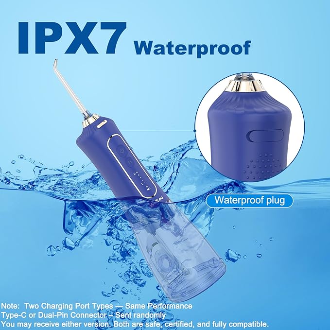 Water Flosser for Teeth, 300ML Cordless Oral Irrigator Rechargeable Dental Flosser Picks with 5 Modes 5 Jet Tips,IPX7 Waterproof Teeth Cleaner for Braces Gum Care, Home Travel Use