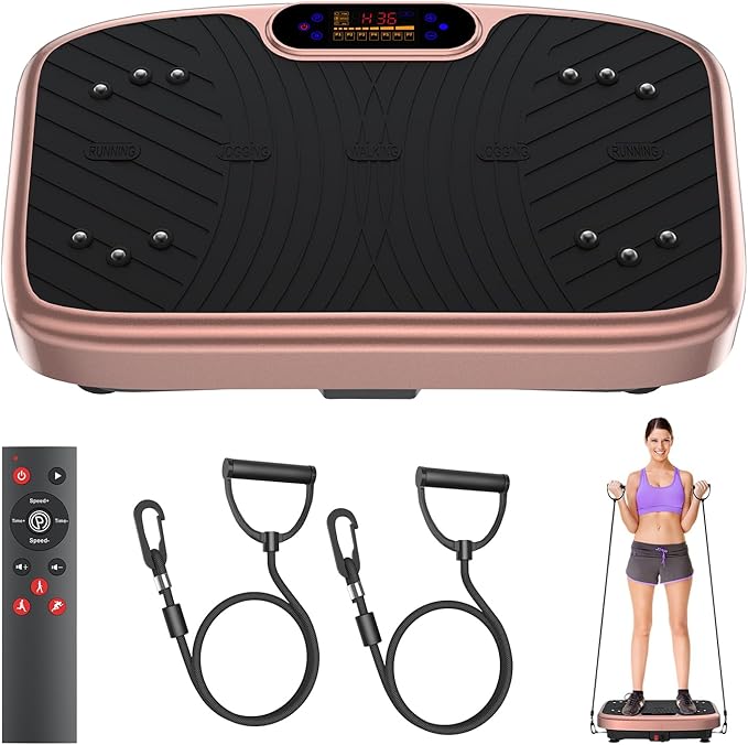 Vibration Plate Exercise Machine, Vibrating Plate Platform for Lymphatic Drainage with 200 Adjustable Speeds, Power Vibration Plate for Weight Loss & Fitness, Supports Max Weight 450 Lbs