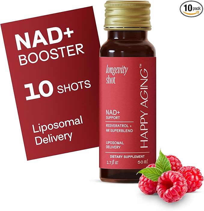 Liquid NAD+|Resveratrol| NMN Alternative | 10x More Absorption | Liposomal Nicotinamide Riboside and Resveratrol with Antioxidants | Twice-a-Week | Firm Skin & Brain Health| 10 Shots