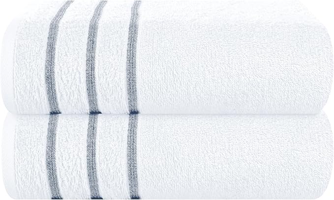 MyOwn Cotton 2 Pack Oversized Bath Towel Set 28x55 inches, Large Bath Towels, Ultra Absorbant Compact Quickdry & Lightweight Towel, Ideal for Gym Travel Camp Pool - White, 71615