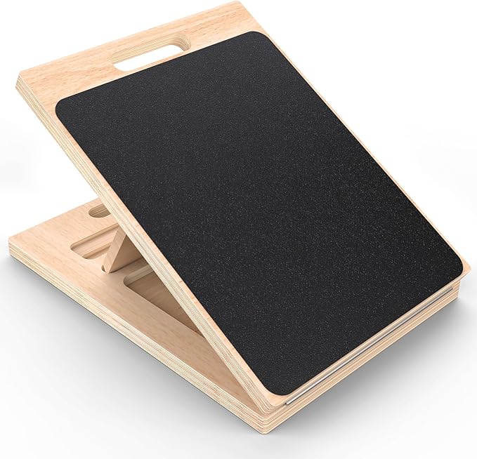 Adjustable Wooden Slant Board for Calf Stretching ,Portable Calf Stretcher Incline Board for Knees Ankle Heel Feet Leg,300lbs Weight Capacity