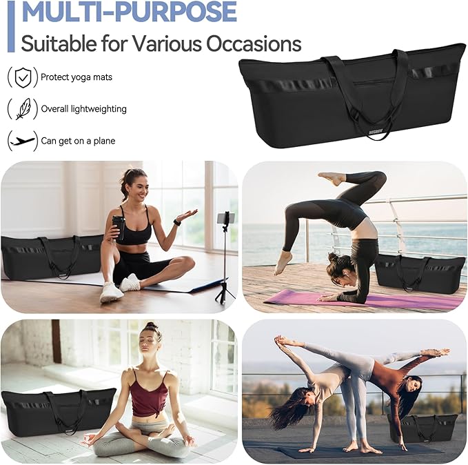 Large Yoga Mat Bag for Women,Pilates Bag with Shoes Bag & Wet Pocket,Gym Bag with Yoga Mat Holder Fits Most Size Mats,Yoga Mat Tote Carrier for Pilates Office Beach Workout (Pink)