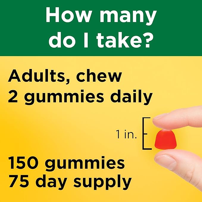 Nature Made Vitamin D3 5000 IU Per Serving Gummies Extra Strength, Bone and Immune Health Support, 150 Vitamin D Gummies for Adults, 75 Day Supply