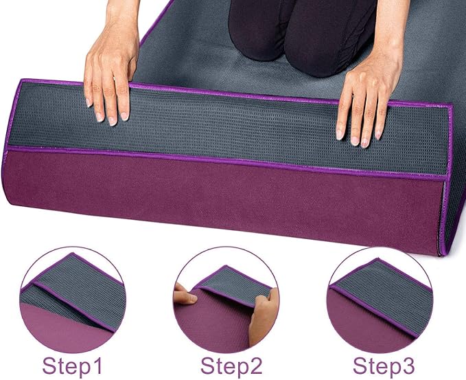 Heathyoga Hot Yoga Towel Non Slip, Microfiber Non Slip Yoga Mat Towel, Exclusive Corner Pockets Design, Dual-Grip, Sweat Absorbent, Perfect for Hot Yoga, Bikram, Pilates and Yoga Mats