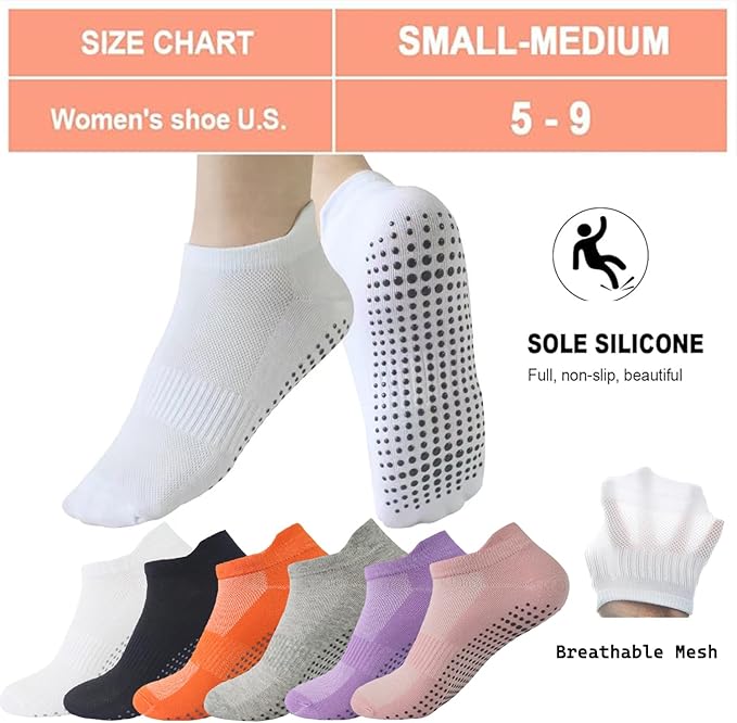 brookhaus Women Low Cut No Show Running Socks 6 Pairs - Cushioned Arch Support, Moisture Wicking Athletic Ankle Socks