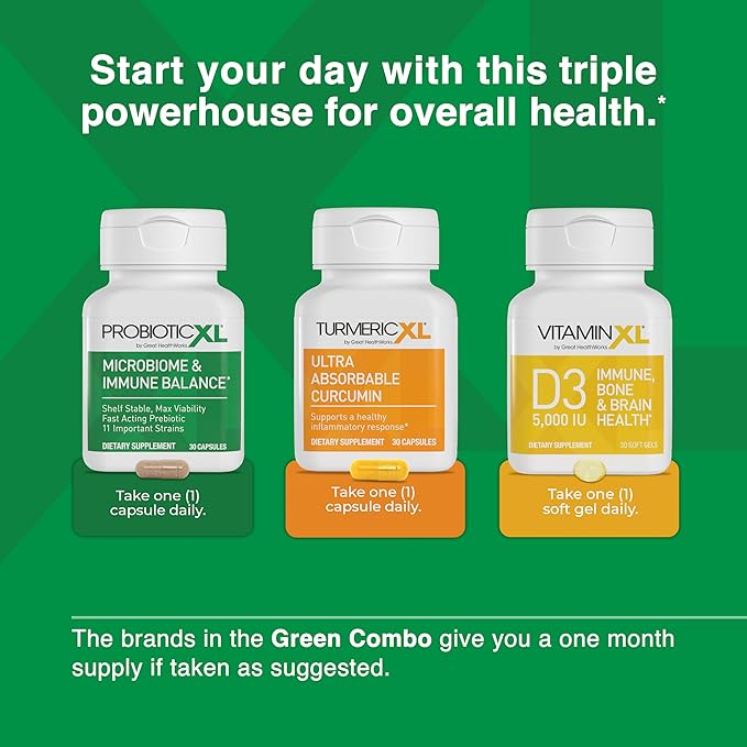 TrioXL - 3 Powerful Supplements That Promote a Strong Immune System, Includes TumericXL, VitaminXL D3 & ProbioticXL, Gluten-Free Immune Booster, 3-30 Count