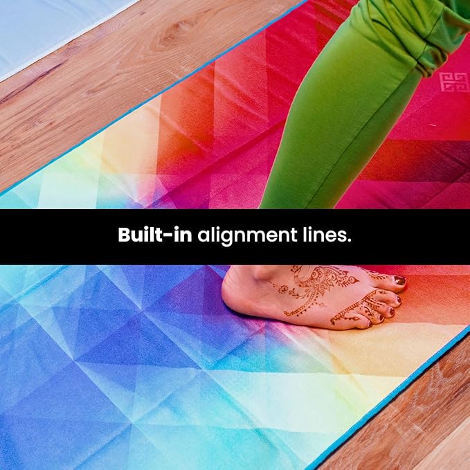 Yoga Grip Yoga Towel - Non Slip Hot Yoga Mat Towel With Corner Pockets, No-Skid Grip, and Built-in Alignment Lines | Soft, Moisture Wicking, and Sweat Absorbent | No Bunching, Stays in Place 72" x 25"