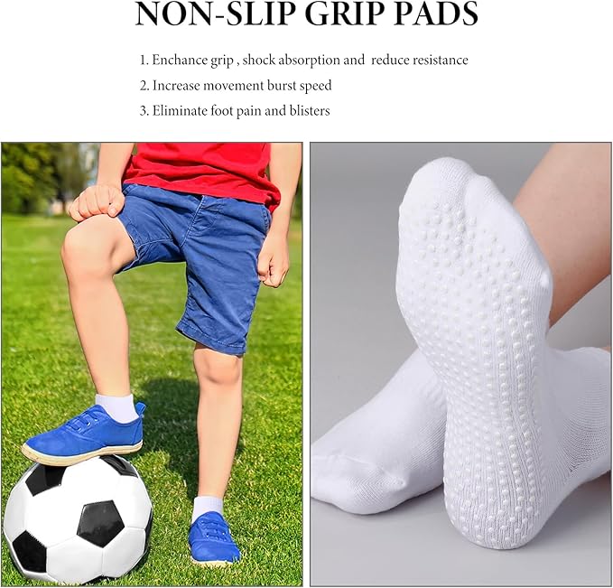 Jspupifip 4 Pairs Non Slip Yoga Socks with Grips for Women Men Pilates Grippy Socks Cotton Barre Hospital Home