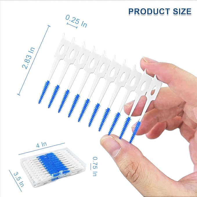 200 Pcs Portable Soft Silicone Interdental Floss Picks for Family Oral Care, Dual - Ended Toothpick & Flosser Cleaning Tool(Blue)