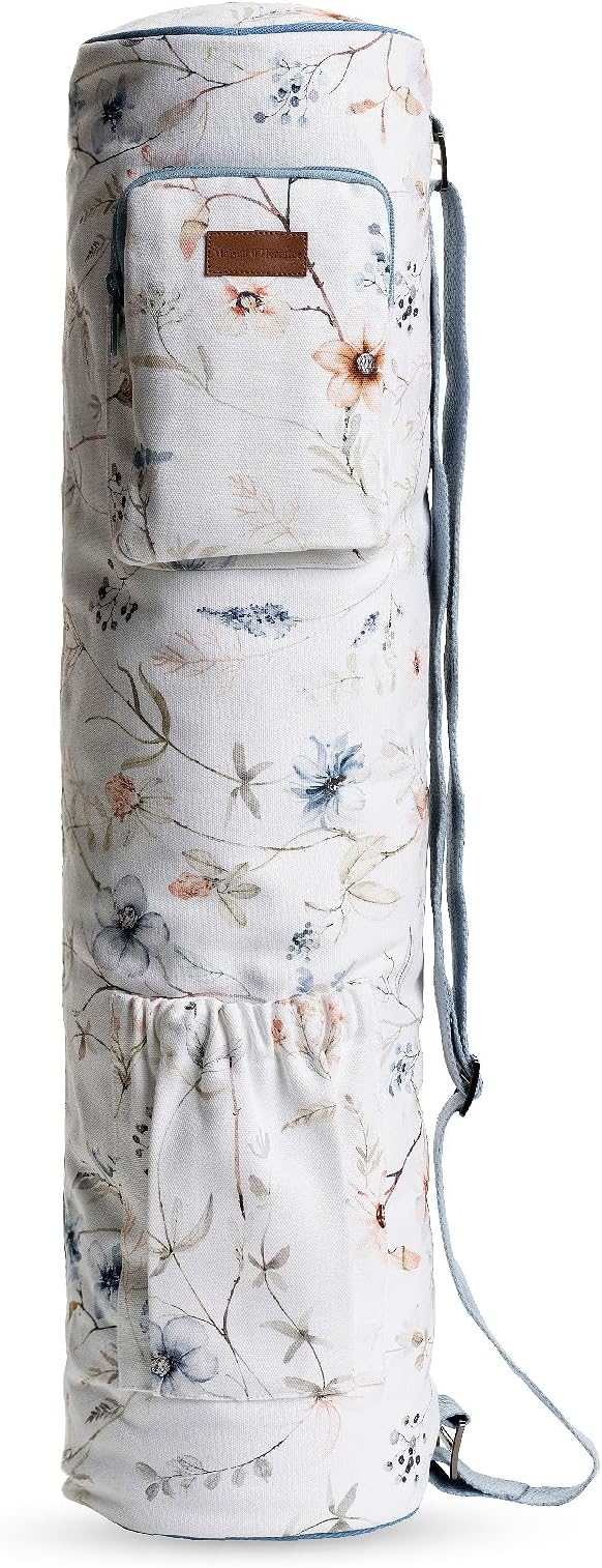 Maison d' Hermine Yoga Mat bag, Cylindrical bag for Woman&Men, yoga mat Bag &Adjustable shoulder straps Yoga Mat Carrier Bag with Drawstring Water Bottle Pocket and zipper pocket