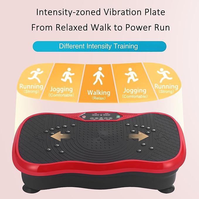 Whole Body Vibration Plate Exercise Machine – Power Vibrating Plate for Lymphatic Drainage Weight Loss, Shake Plate Exercise Platform with Touch Screen & Resistance Bands, Equipment for Women Men