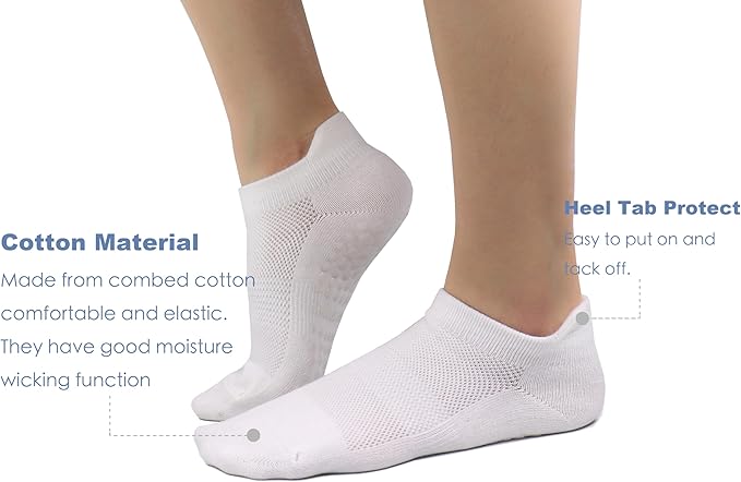 Tamlien Yoga & Pilates Grip Socks - Non-Slip, Barefoot, Pregnant-Friendly Crew Socks for Yoga, Barre & Sports