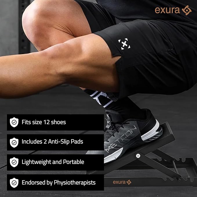 Exura Slant Board Calf Stretcher Adjustable Slant Board, Knees Over Toes, Incline Board, Achilles Stretcher, Ankle Stretcher, Squat Wedge, Stretch Board, Physical Therapy, Calf Pro Board