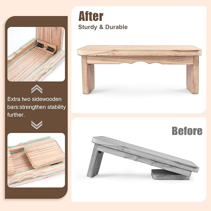 Meditation Bench - Yoga Bench,Wooden Zen Meditation Stool Kneeling Bench for Mindfulness Practice Tea Ceremony and Relaxation Ergonomic Design for Comfort and Support Household,Light Wood