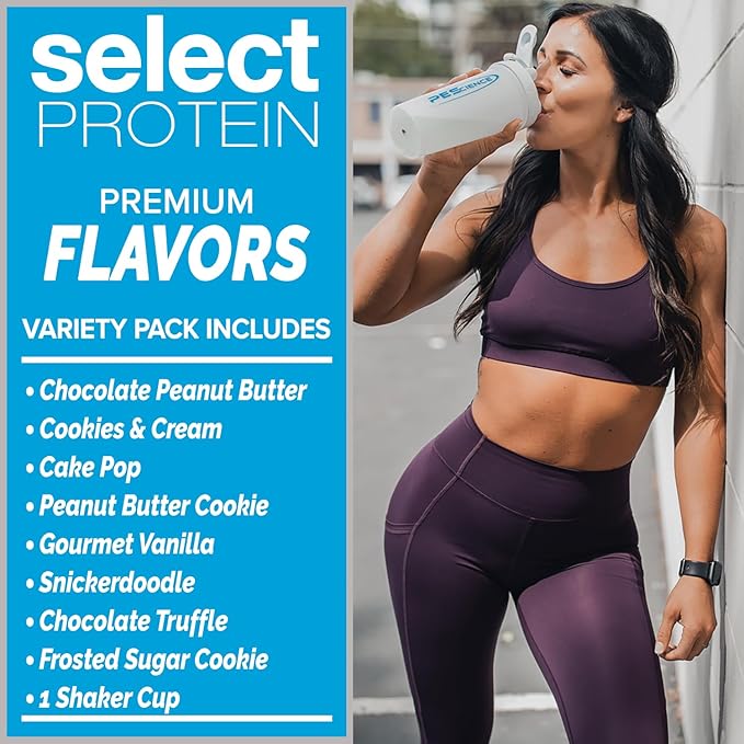PEScience Select Protein Powder Variety Pack - 8 Flavors - 40 Servings - Protein Powder Sample Pack, Whey and Casein Blend, Keto Friendly, Gluten Free, Digestion Friendly, Amazing Taste