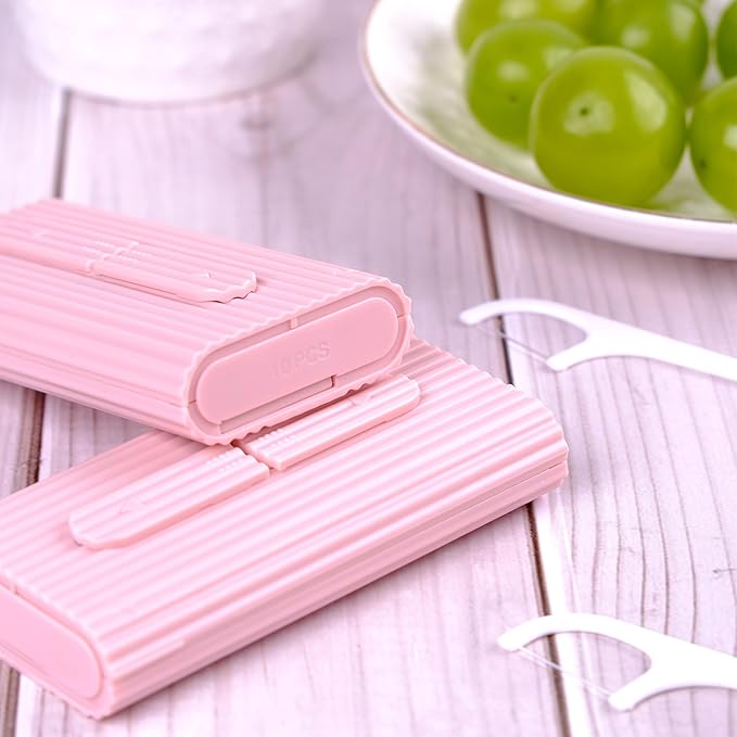 Pink Dental Floss, 2 Pack 10 Count and 50 PCS/Box, Total Package of 70 Picks Adult Floss in Set Meal. The Perfect Portable Flossing Travel Set for Cleaning Teeth and Oral Care.(Pink 2+1)