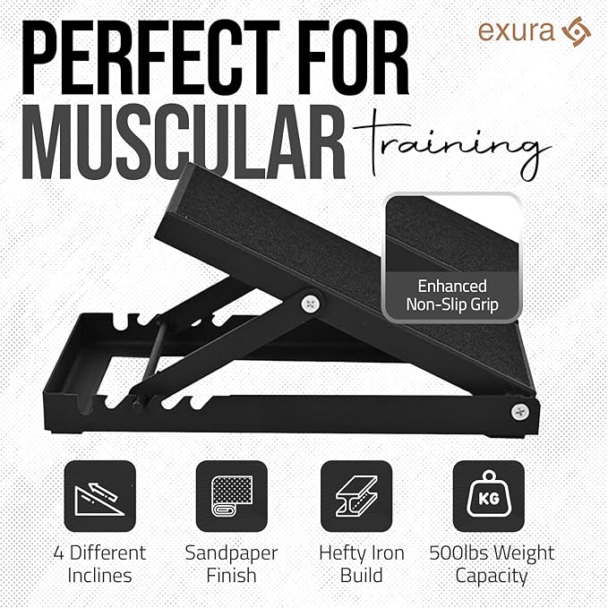 Exura Slant Board Calf Stretcher Adjustable Slant Board, Knees Over Toes, Incline Board, Achilles Stretcher, Ankle Stretcher, Squat Wedge, Stretch Board, Physical Therapy, Calf Pro Board