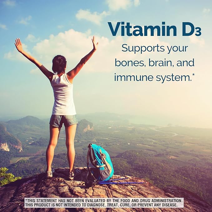 Nature's Wonder Vitamin D3 5000iu (125mcg) High Potency, Dietary Supplement to Support Bone Health and Immune System, Gluten Free, 360 Softgels, 1 Year Supply
