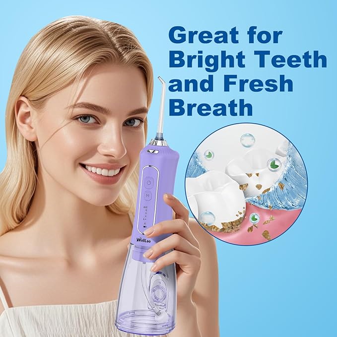 Water Flosser for Teeth, 300ML Cordless Oral Irrigator Rechargeable Dental Flosser Picks with 5 Modes 5 Jet Tips,IPX7 Waterproof Teeth Cleaner for Braces Gum Care, Home Travel Use