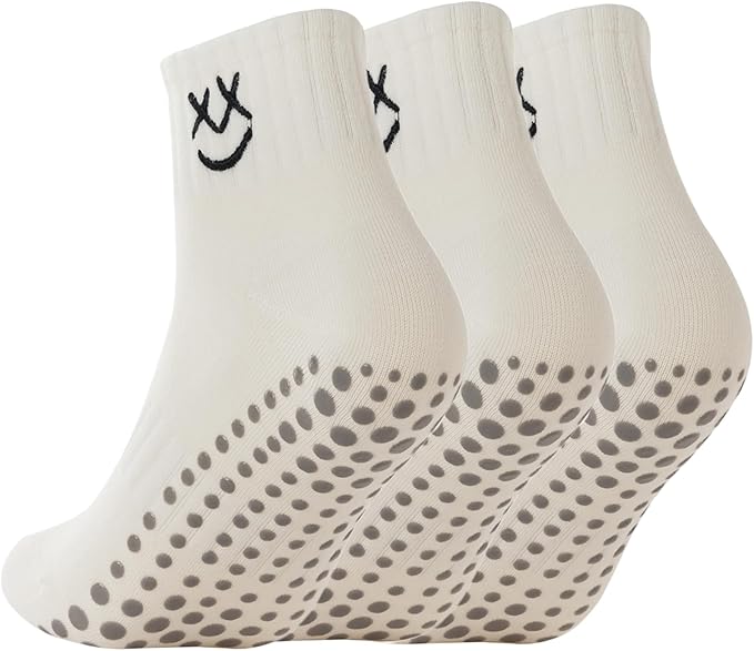 3/6 Pairs Cute Pilates Socks with Grips,Yoga Socks Barre Sock Non Slip Embroidery for Barre Ballet Workout