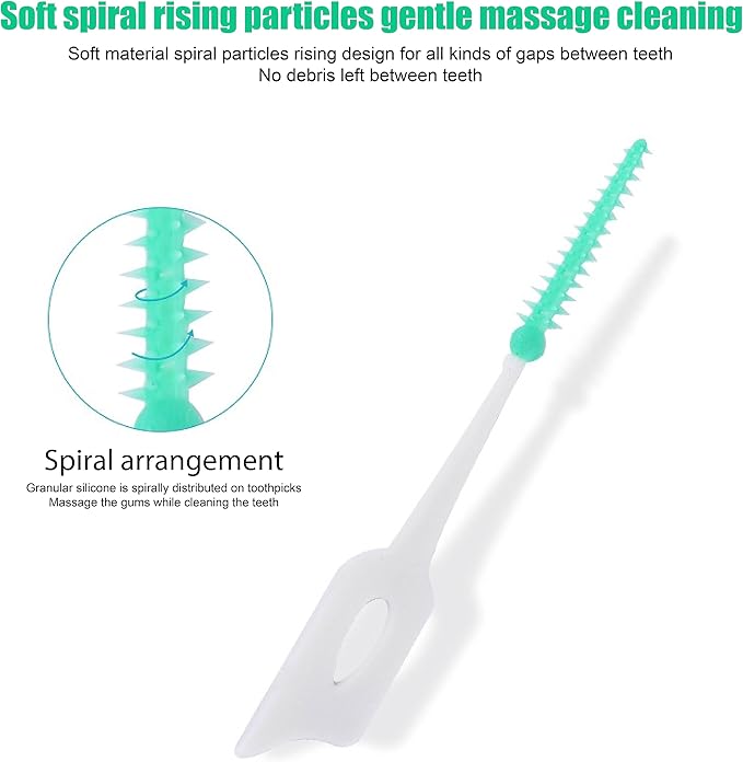 160PCS Portable Soft Silica Gel Toothpick Dental Floss Picks Original Suitable for Oral Care of Adults and Children, Toothpick Brushes Teeth Cleaning Tool (Green)