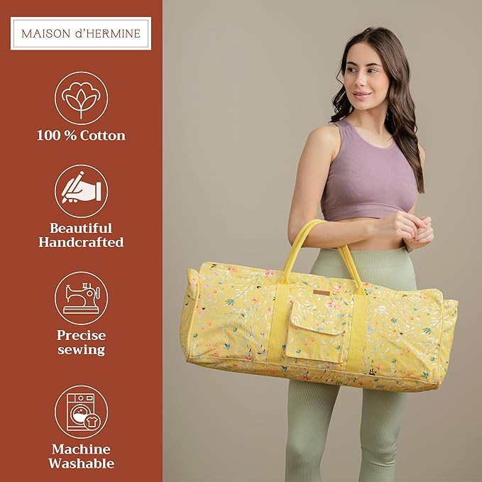 Maison d' Hermine Yoga Mat bag, Cylindrical bag for Woman&Men, yoga mat Bag &Adjustable shoulder straps Yoga Mat Carrier Bag with Drawstring Water Bottle Pocket and zipper pocket