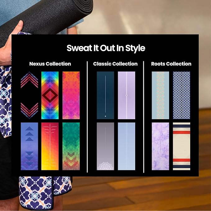 Yoga Grip Yoga Towel - Non Slip Hot Yoga Mat Towel With Corner Pockets, No-Skid Grip, and Built-in Alignment Lines | Soft, Moisture Wicking, and Sweat Absorbent | No Bunching, Stays in Place 72" x 25"