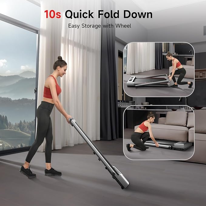 RHYTHM FUN Treadmill with Incline, Walking Pad with Handle Bar,300lbs Walking Pad with APP, Portable Folding Walking Treadmills for Home/Office with Low Noise