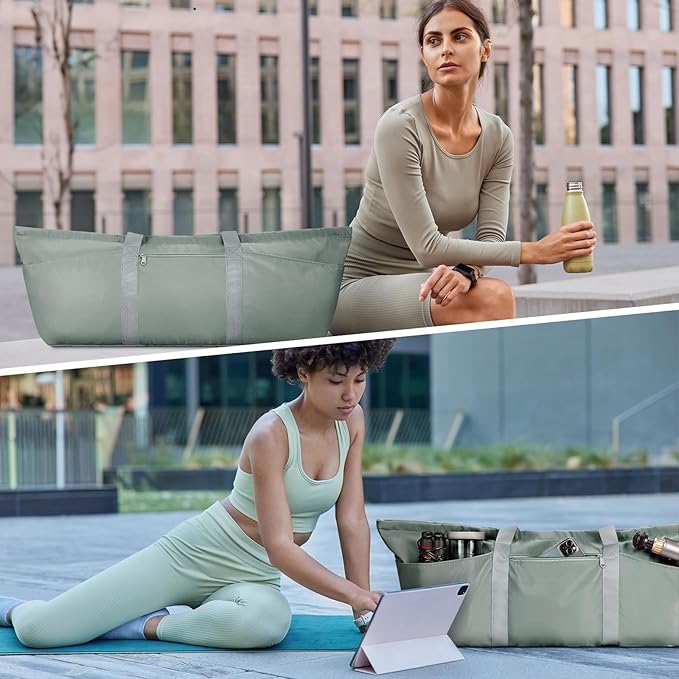 Large Yoga Mat Bag with Shoes Compartment and Wet Pocket Ladies Pilates Gym Tote Bag with Yoga Mat Holder Strap for Women Men Workout Carrier Stuff Accessories
