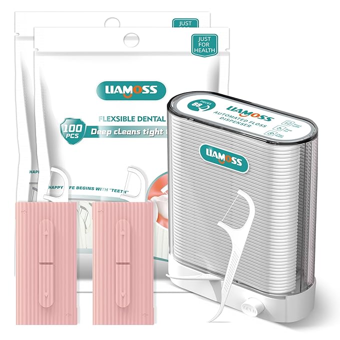 308 Count Dental Floss Picks wiht Floss Dispenser-Professional Dental Oral Care Storage Floss Tools-Travel Organizers Floss Case-Easy Teeth Cleaning for Tight Interdental Spaces(Pink)