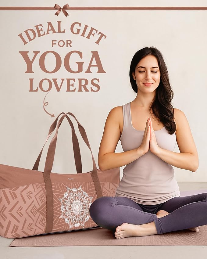 Gonex Yoga Mat Bag, Extra Large Canvas Gym Bag with Waterproof Pocket Metal Zipper, Fits Mat & Blocks, Stylish Yoga Mat Carrier for Women, Ideal for Yoga, Pilates, Workout, Travel