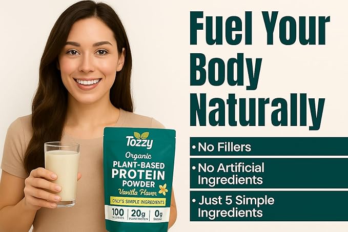 TOZZY Plant Protein – Vanilla | Only 5 Simple Ingredients | 20g Protein, 0g Sugar | Vegan Pea Protein